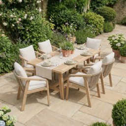 Harbour Lifestyle Quay 6 Seat Rectangular Dining Set in Linen