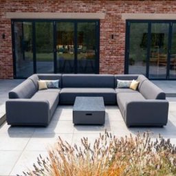 Harbour Lifestyle Luna U-Shape Outdoor Fabric Sofa Set with Coffee Table in Grey