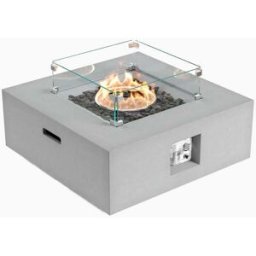 Harbour Lifestyle Ember Square Firepit Coffee Table in Stone Grey