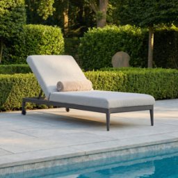 Harbour Lifestyle Luna Outdoor Fabric Sun Lounger in Oyster Grey