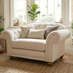 Sofa Style Chesterfield Loveseat in Ivory