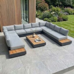 Harbour Lifestyle Panama Luxury Outdoor Large U-Shape Corner Sofa Set in Washed Grey