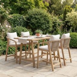 Harbour Lifestyle Quay 4 Seat Rectangular Bar Set In Linen