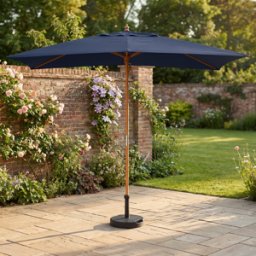 Harbour Lifestyle Kratos 3m x 2m Rectangular Wooden Parasol in Navy