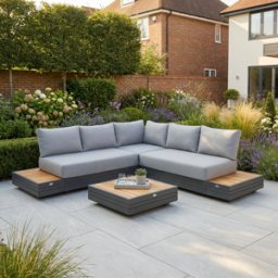 Harbour Lifestyle Panama Luxury Outdoor Corner Group Set in Washed Grey
