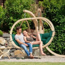 Amazonas Globo Royal Double Seater Hanging Chair Set Weatherproof in Verde Green