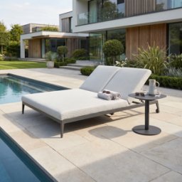 Harbour Lifestyle Luna Outdoor Fabric Double Sun Lounger in Oyster Grey