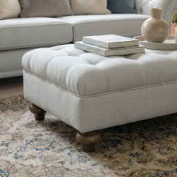 Sofa Style Chesterfield Footstool in Warm Grey