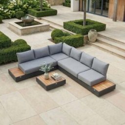 Harbour Lifestyle Panama Luxury Outdoor L-Shape Corner Group Set in Washed Grey