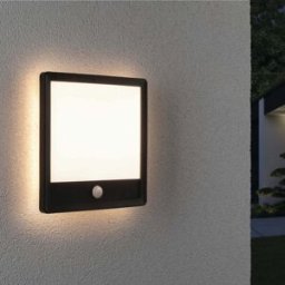 Paulmann - Outdoor Lamina 15.5W LED Backlit Square Wall Light with Motion Detection in Black