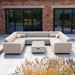 Harbour Lifestyle Luna U-Shape Outdoor Fabric Sofa Set with Coffee Table in Fawn