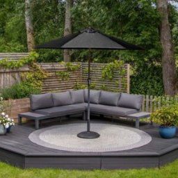 Harbour Lifestyle Triton 2.5m Round Aluminium Parasol in Black