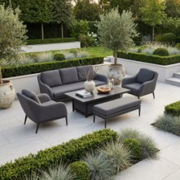 Harbour Lifestyle Luna 3 Seat Outdoor Fabric Sofa Set with Rising Table in Grey