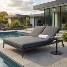 Harbour Lifestyle Luna Outdoor Fabric Double Sun Lounger in Grey