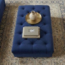 Sofa Style Chesterfield Velvet Footstool in Royal Blue