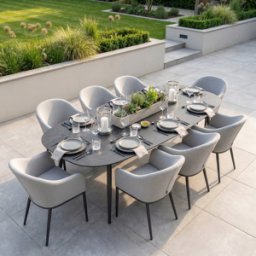 Harbour Lifestyle Luna 8 Seat Outdoor Fabric Oval Ceramic Dining Set in Oyster Grey