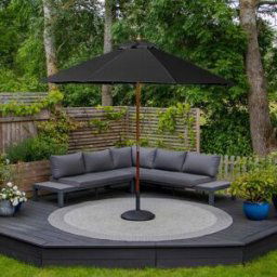 Harbour Lifestyle Kratos 3m Round Wooden Parasol in Black