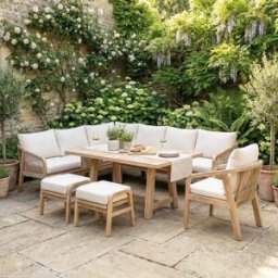 Harbour Lifestyle Quay Corner Dining Set with Armchair in Linen