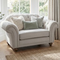 Sofa Style Chesterfield Velvet Loveseat in Feather Grey