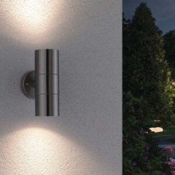 Paulmann - Outdoor Flame 10W LED Dual Output Wall Light in Stainless Steel