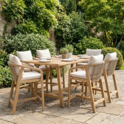 Harbour Lifestyle Quay 6 Seat Rectangular Bar Set In Linen