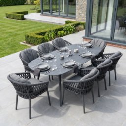 Harbour Lifestyle Pello 8 Seat Oval Dining Set with Ceramic Table in Grey