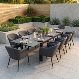 Harbour Lifestyle Luna 10 Seat Outdoor Fabric Extending Ceramic Dining Set in Grey