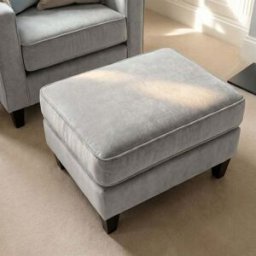 Sofa Style Wiltshire Velvet Footstool in Feather Grey