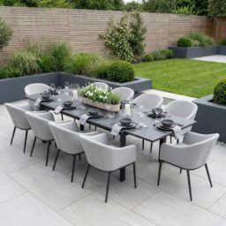 Harbour Lifestyle Luna 10 Seat Outdoor Fabric Extending Ceramic Dining Set in Oyster Grey