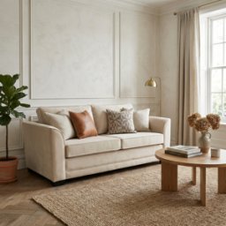 Sofa Style Ardley 3 Seat Velvet Sofa Bed in Cream