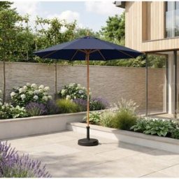 Harbour Lifestyle Kratos 2.5m Round Wooden Parasol in Navy