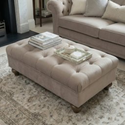 Sofa Style Chesterfield Velvet Footstool in Mink