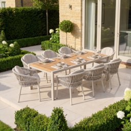 Harbour Lifestyle Pello 8 Seat Extending Dining Set with Teak Table in Fawn