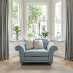 Sofa Style Chesterfield Loveseat in Sky Blue