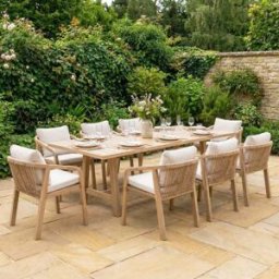 Harbour Lifestyle Quay 8 Seat Rectangular Dining Set In Linen