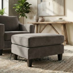 Sofa Style Wiltshire Velvet Footstool in Steel Grey
