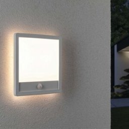 Paulmann - Outdoor Lamina 15.5W LED Backlit Square Wall Light with Motion Detection in White