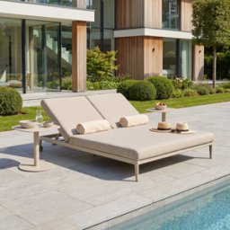 Harbour Lifestyle Luna Outdoor Fabric Double Sun Lounger in Fawn