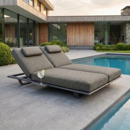 Harbour Lifestyle Hatia Double Sun Lounger with Side Table in Charcoal