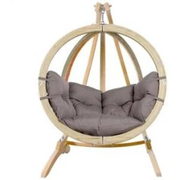 Amazonas Globo Hammock Single Seater Chair Set Weatherproof in Taupe Silver