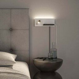 Paulmann - Serra 5.5W/2.6W LED Right Hand Wall Light with 3-Step Dim & USB Port in White & Black