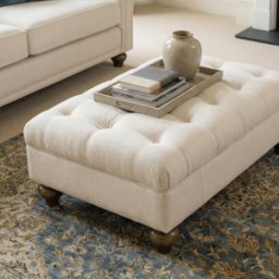 Sofa Style Chesterfield Footstool in Ivory