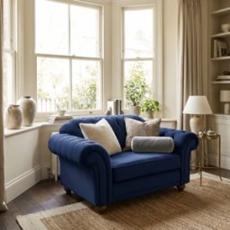 Sofa Style Chesterfield Velvet Loveseat in Royal Blue