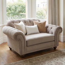 Sofa Style Chesterfield Velvet Loveseat in Mink