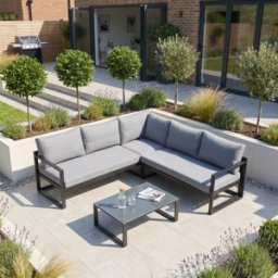 Harbour Lifestyle Havana Corner Group Set with Reclining Feature and Coffee Table in Washed Grey