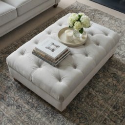 Sofa Style Chesterfield Velvet Footstool in Feather Grey