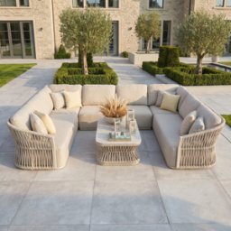 Harbour Lifestyle Pello U-Shape Corner Sofa Set with Rectangular Coffee Table in Fawn