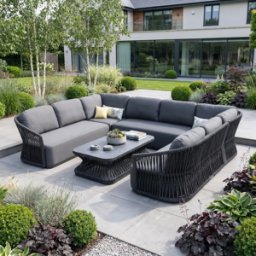 Harbour Lifestyle Pello U-Shape Corner Sofa Set with Rectangular Coffee Table in Grey