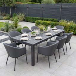 Harbour Lifestyle Luna 8 Seat Outdoor Fabric Extending Ceramic Dining Set in Grey