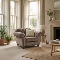 Sofa Style Chesterfield Velvet Armchair in Mink